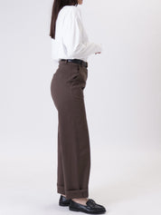 Coffee cotton trousers