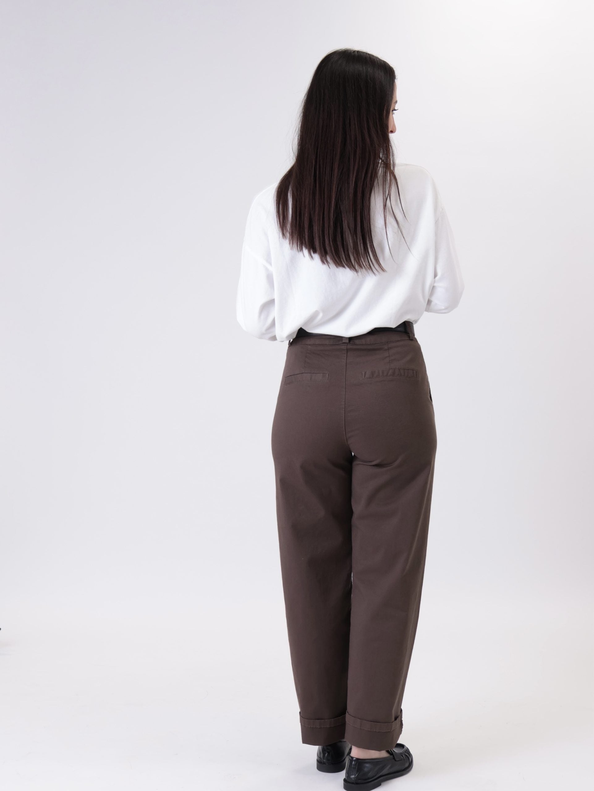 Coffee cotton trousers