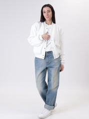 Bomber in maglia latte