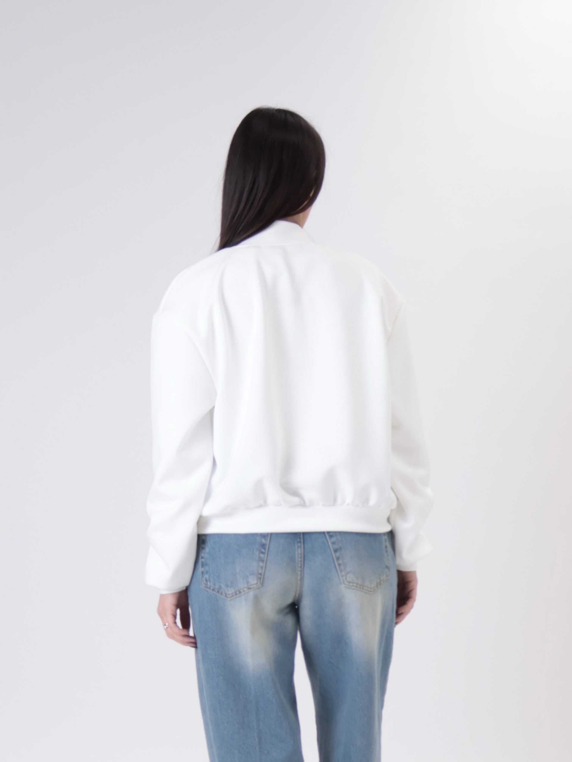 Bomber in maglia latte