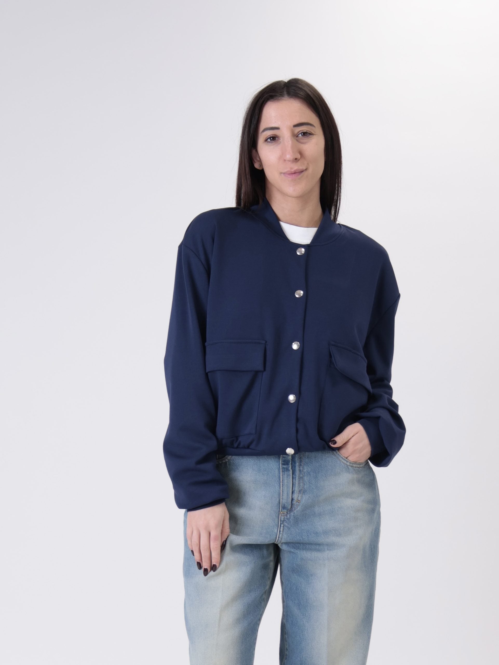 Bomber in maglia blu