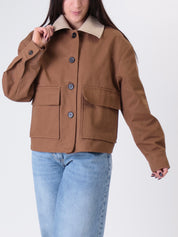Bomber colletto intrecciato tabacco
