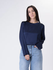 T-shirt m/lunga viscosa blu