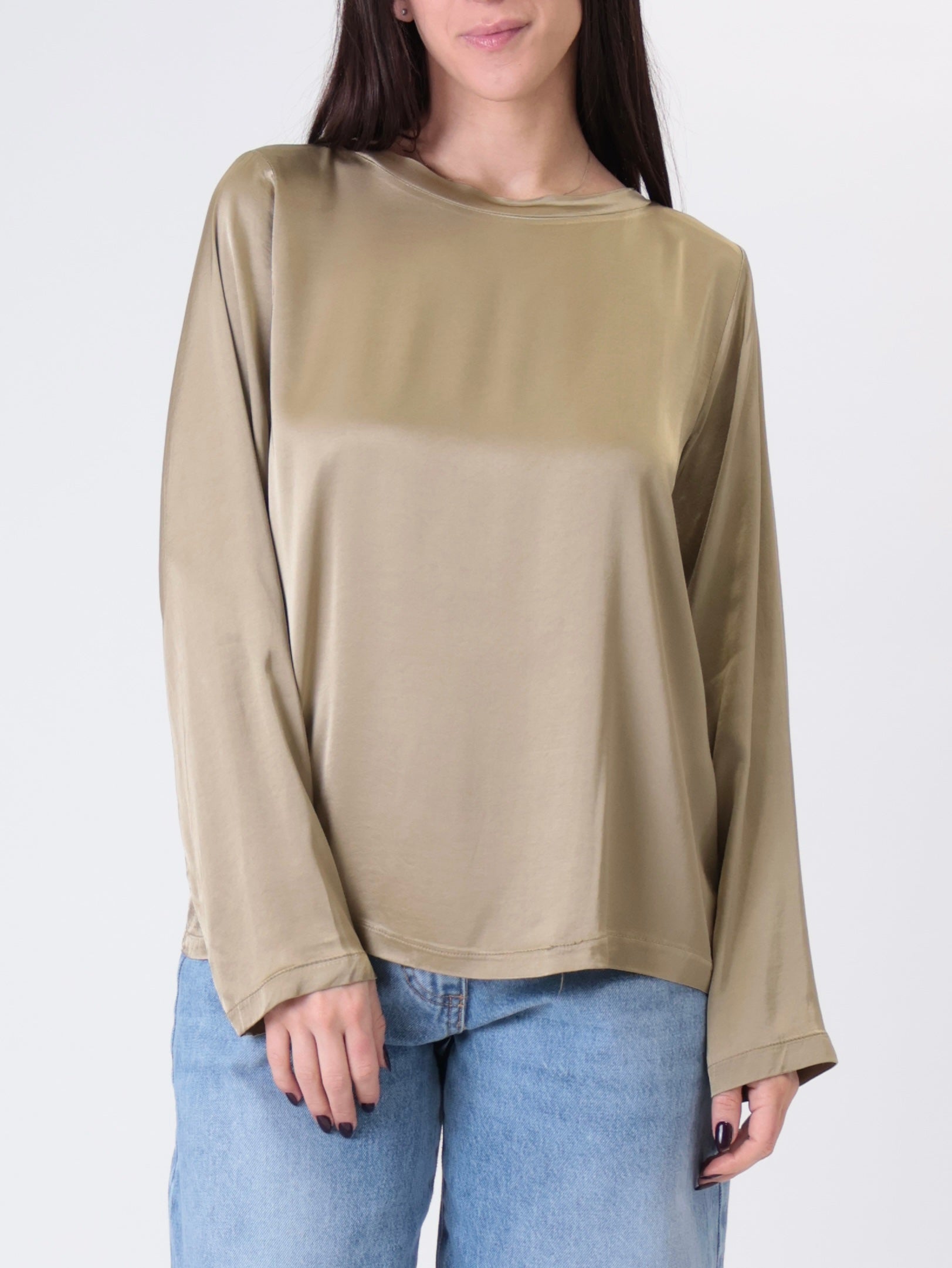 T-shirt m/lunga viscosa oliva
