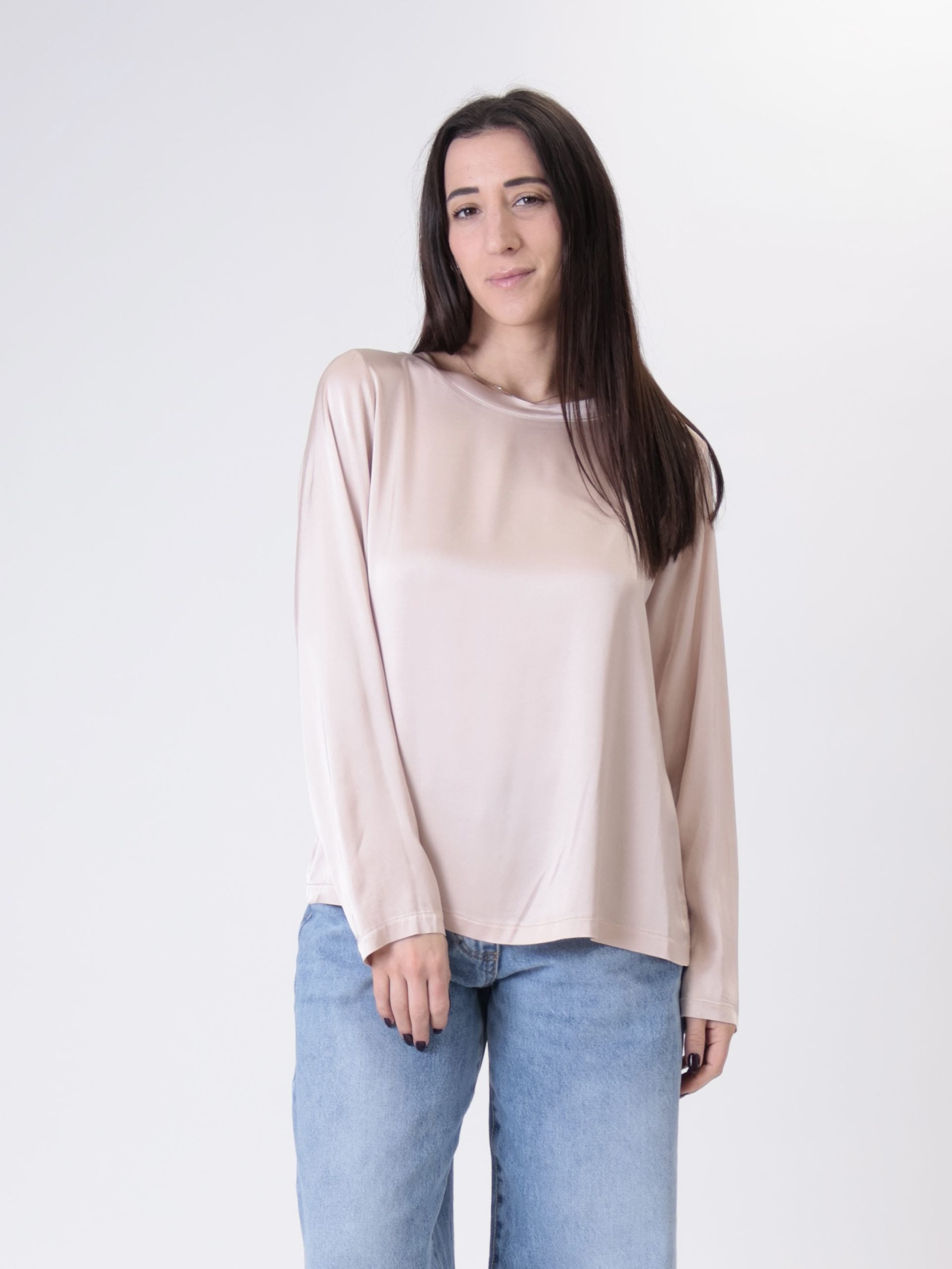 T-shirt m/lunga viscosa cipria