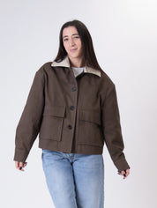 Bomber colletto intrecciato moro