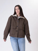 Bomber colletto intrecciato moro