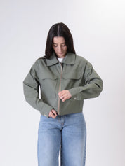 Giubbino zip verde miliatre