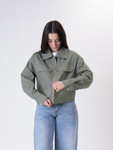 Giubbino zip verde miliatre