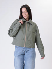 Giubbino zip verde miliatre