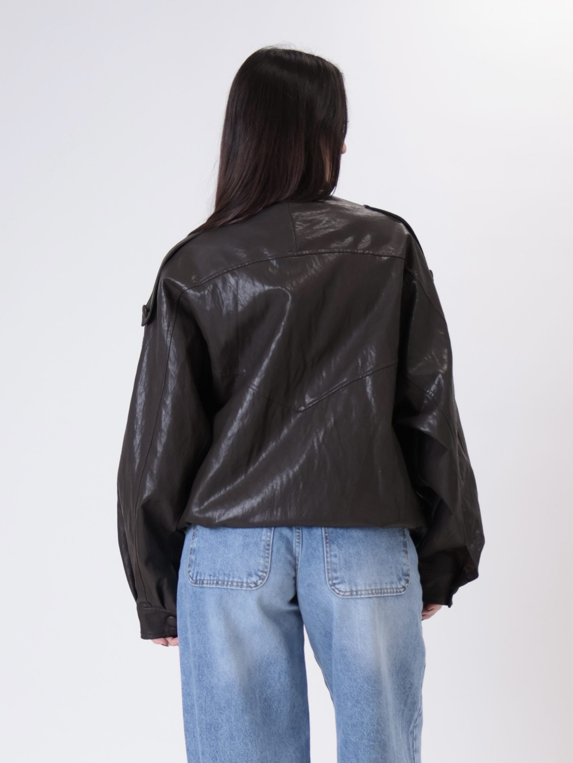 Bomber ecopelle moro