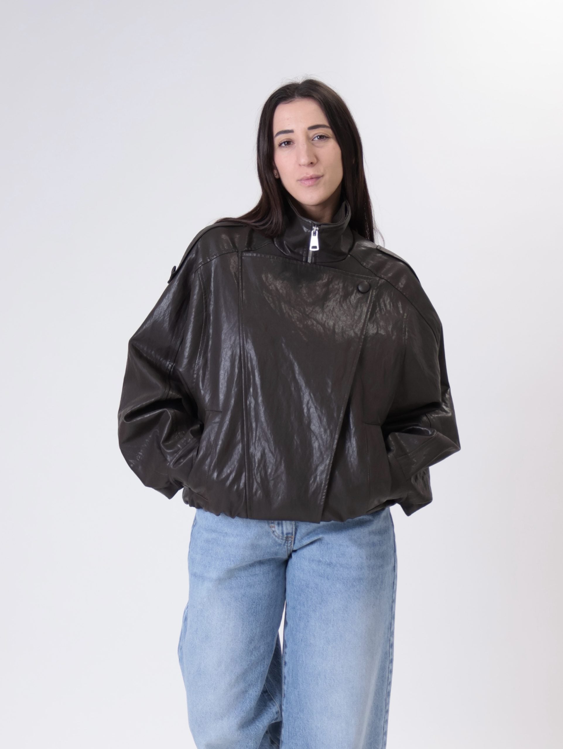Bomber ecopelle moro