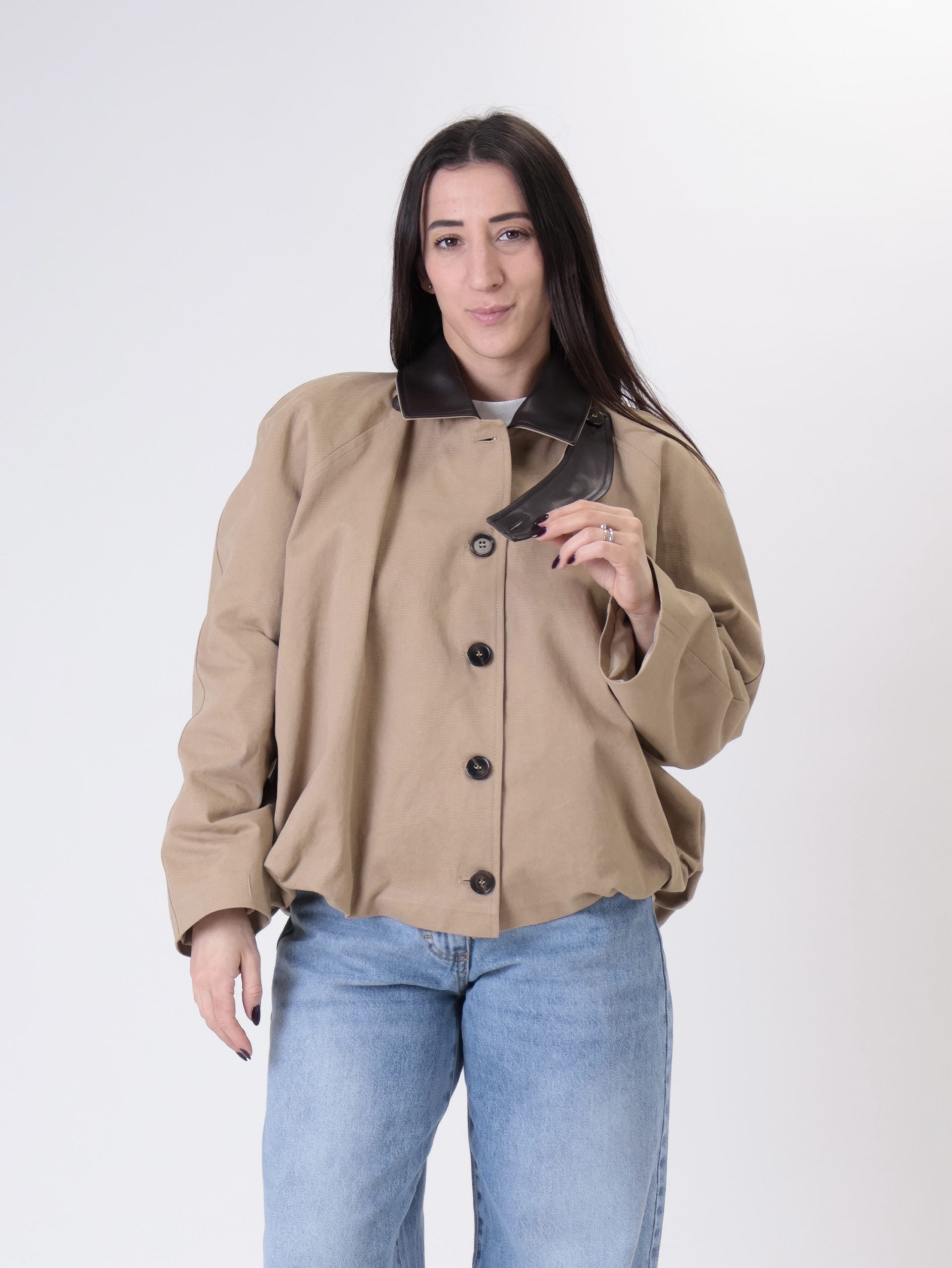Bomber orli ecopelle beige
