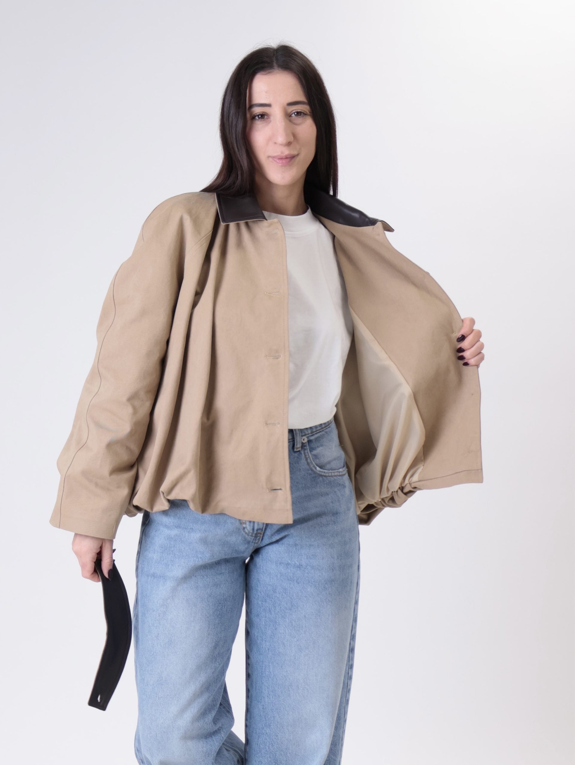 Bomber orli ecopelle beige