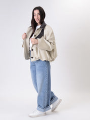 Bomber orli ecopelle latte