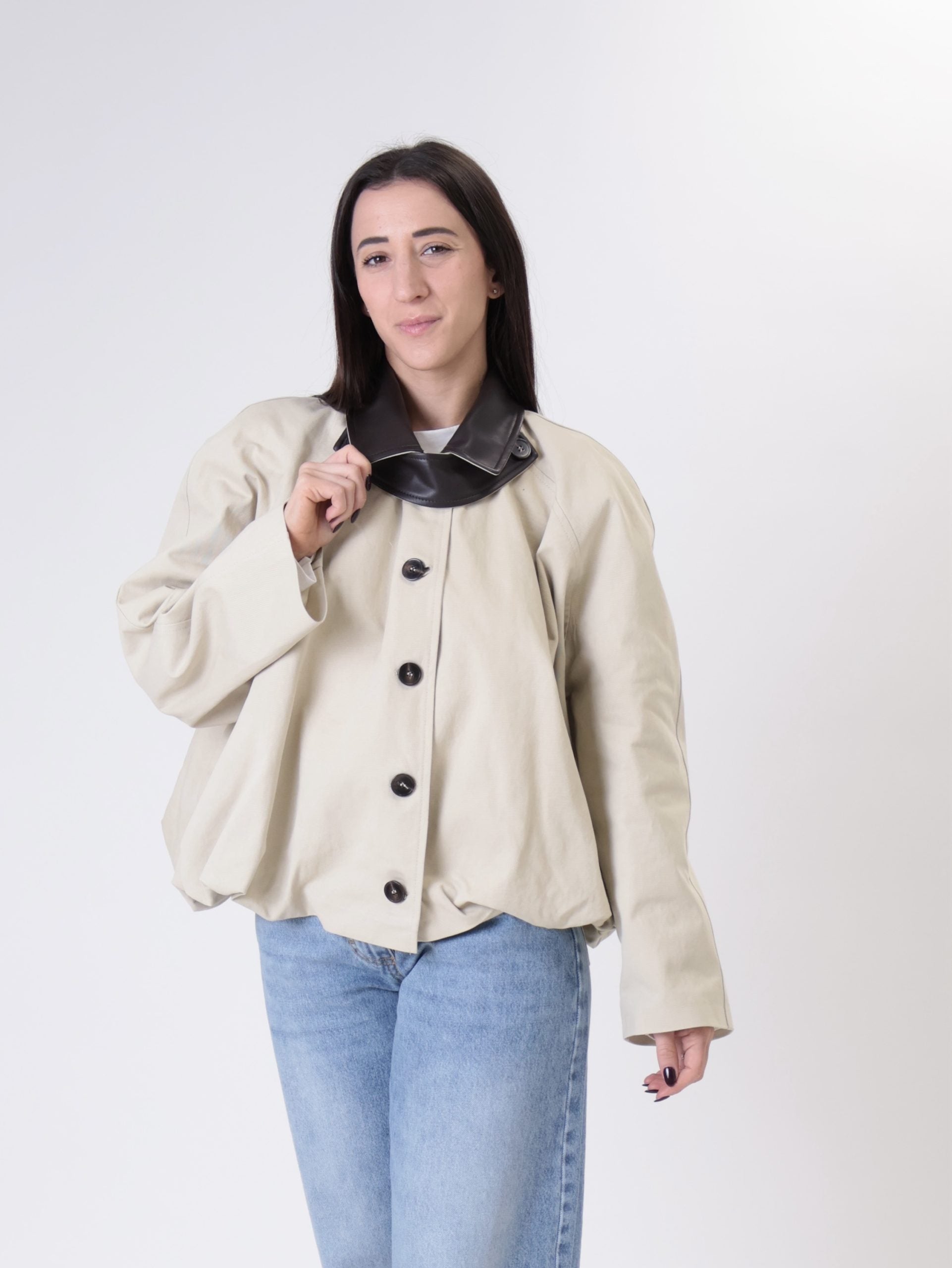 Bomber orli ecopelle latte