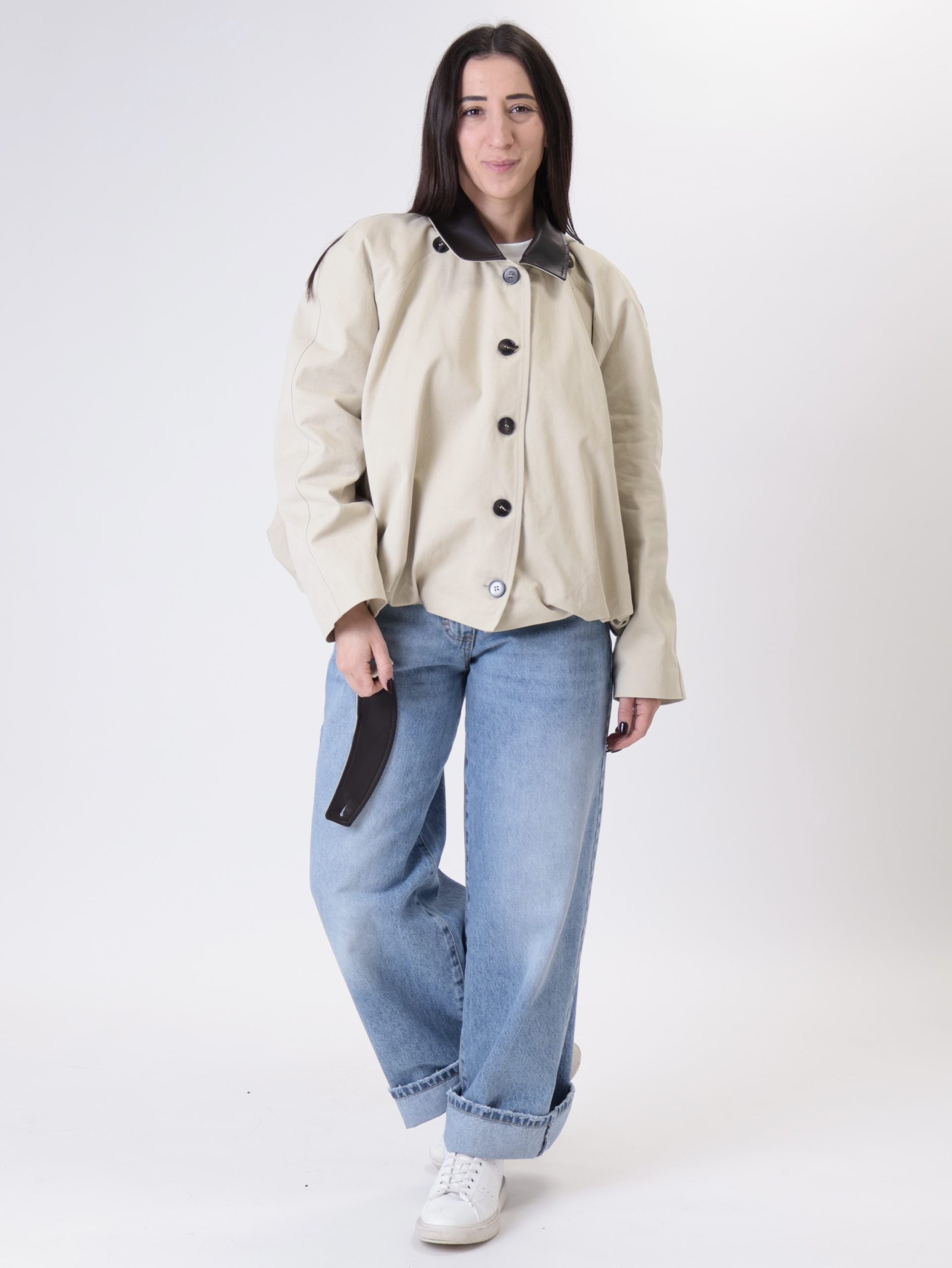 Bomber orli ecopelle latte