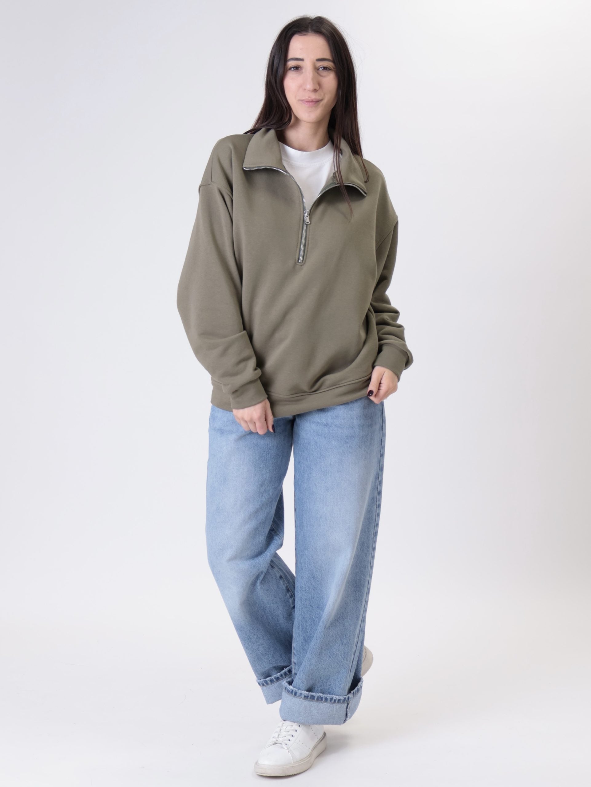 Felpa mezza zip militare