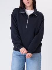 Felpa mezza zip blu