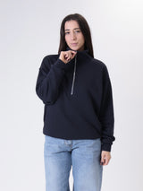 Felpa mezza zip blu