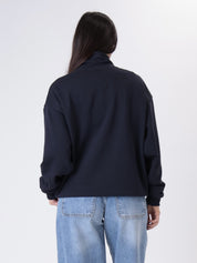 Felpa mezza zip blu
