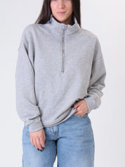 Felpa mezza zip grigio