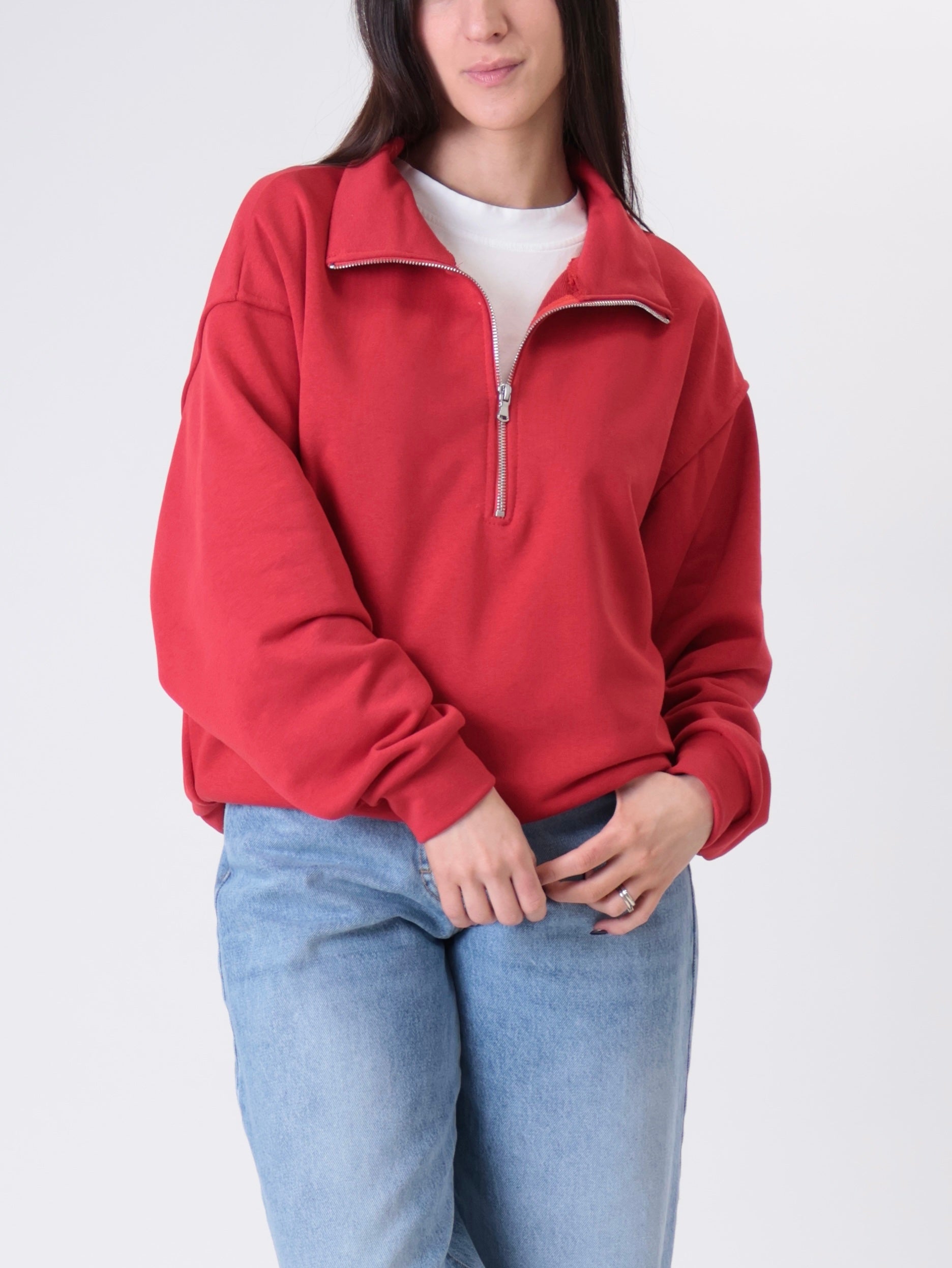Half-zip sweatshirt red