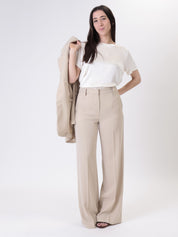 Giorgia beige wide-leg trousers
