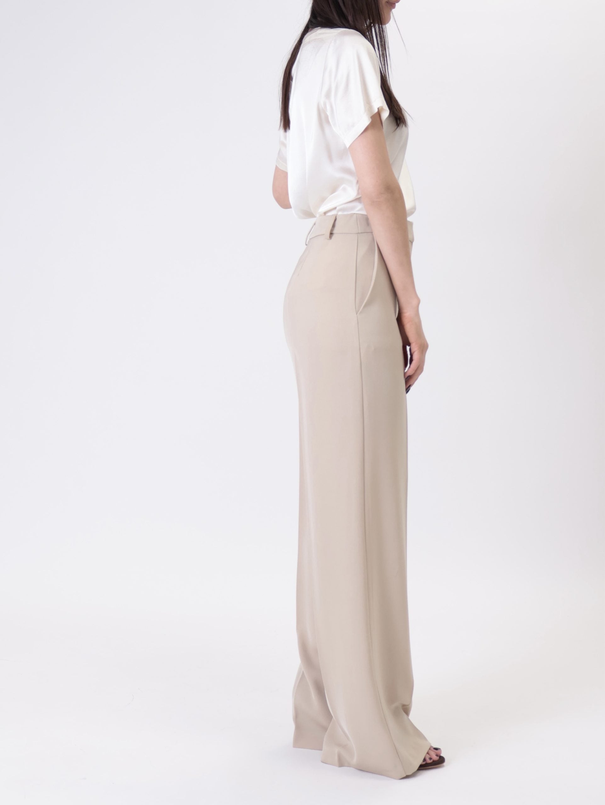 Giorgia beige wide-leg trousers