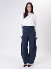 Frayed blue balloon jeans