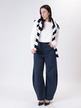 Frayed blue balloon jeans