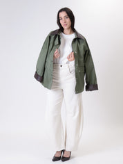 Fringed butter balloon jeans