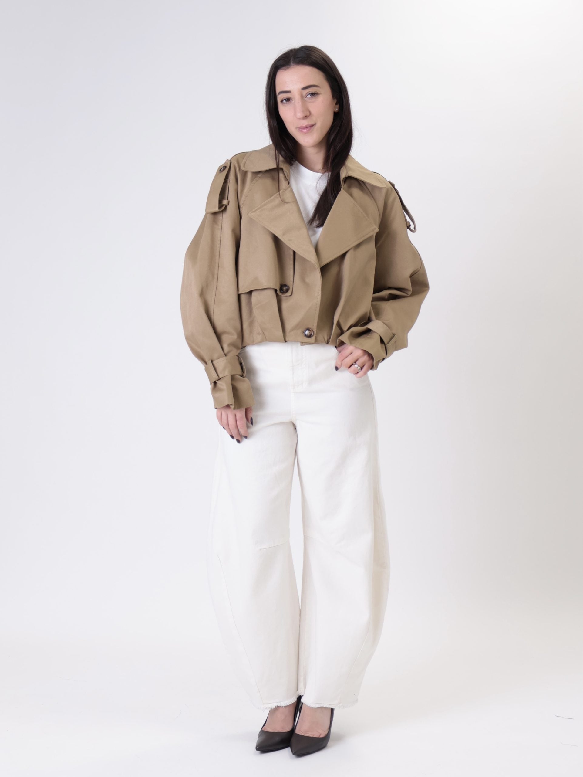 Trench crop beige