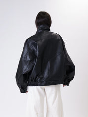 Bomber ecopelle nero