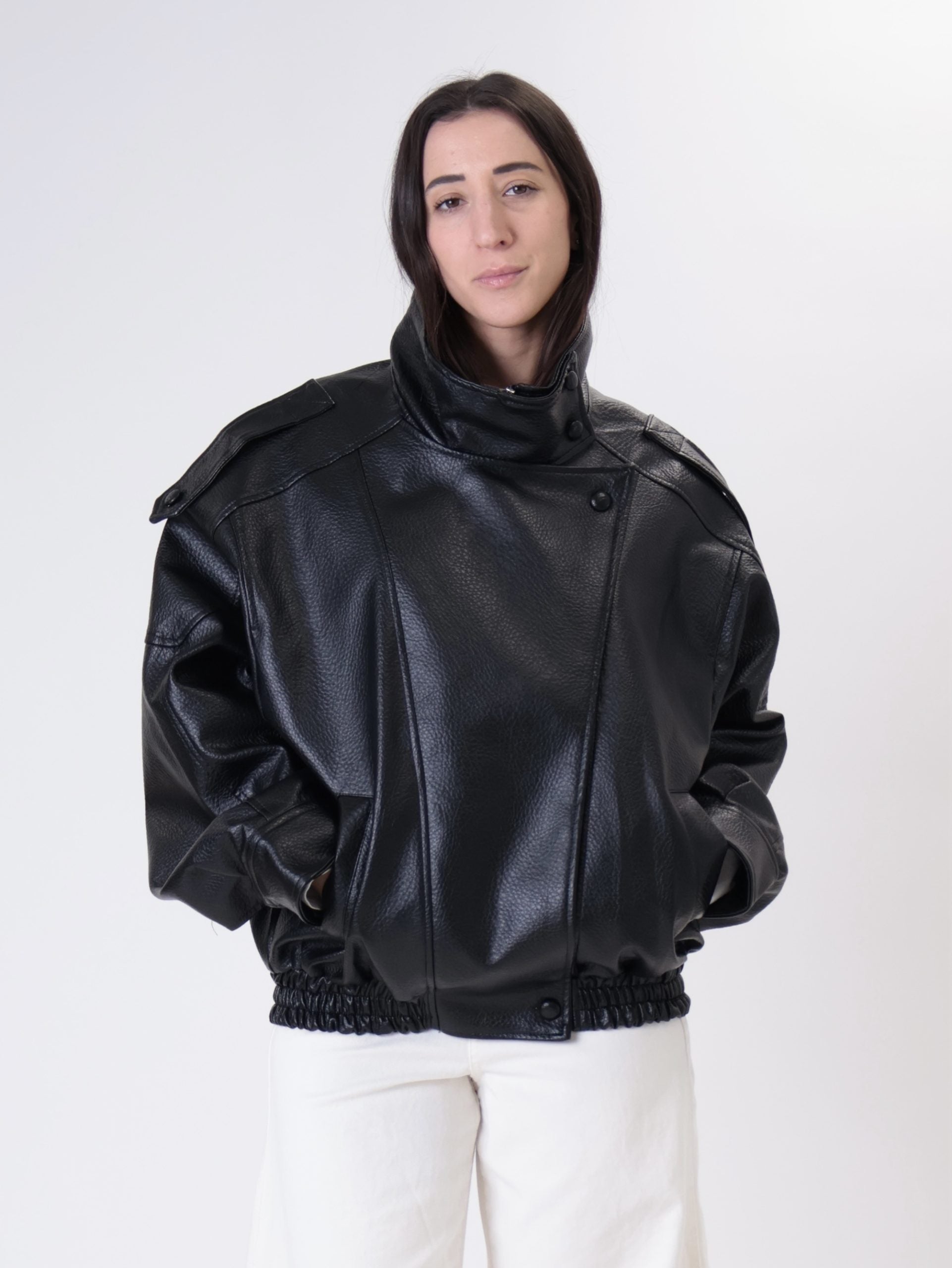 Bomber ecopelle nero