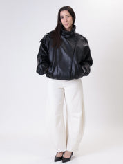 Bomber ecopelle nero