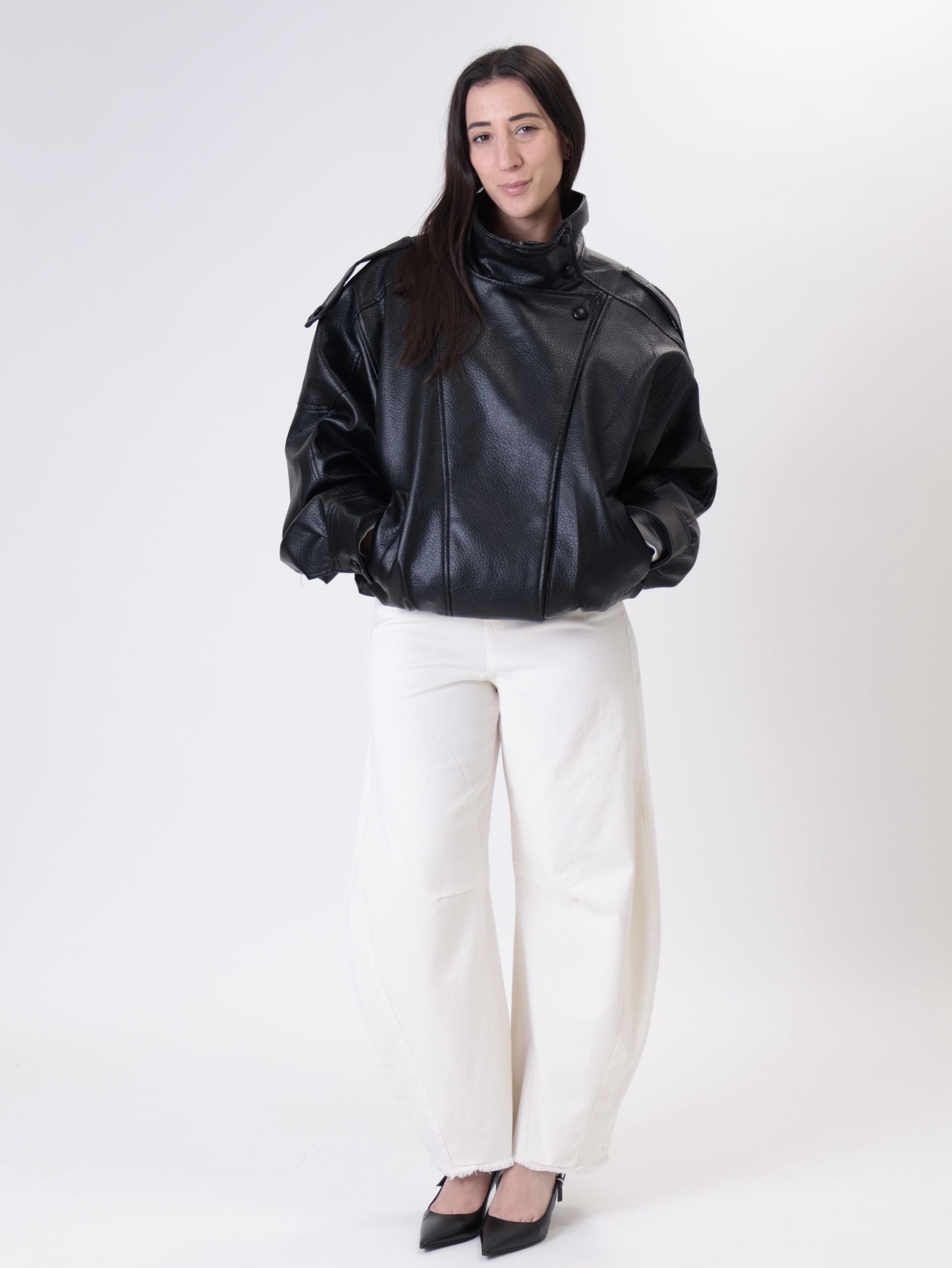 Bomber ecopelle nero