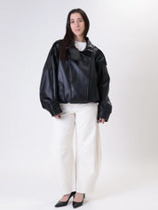 Bomber ecopelle nero