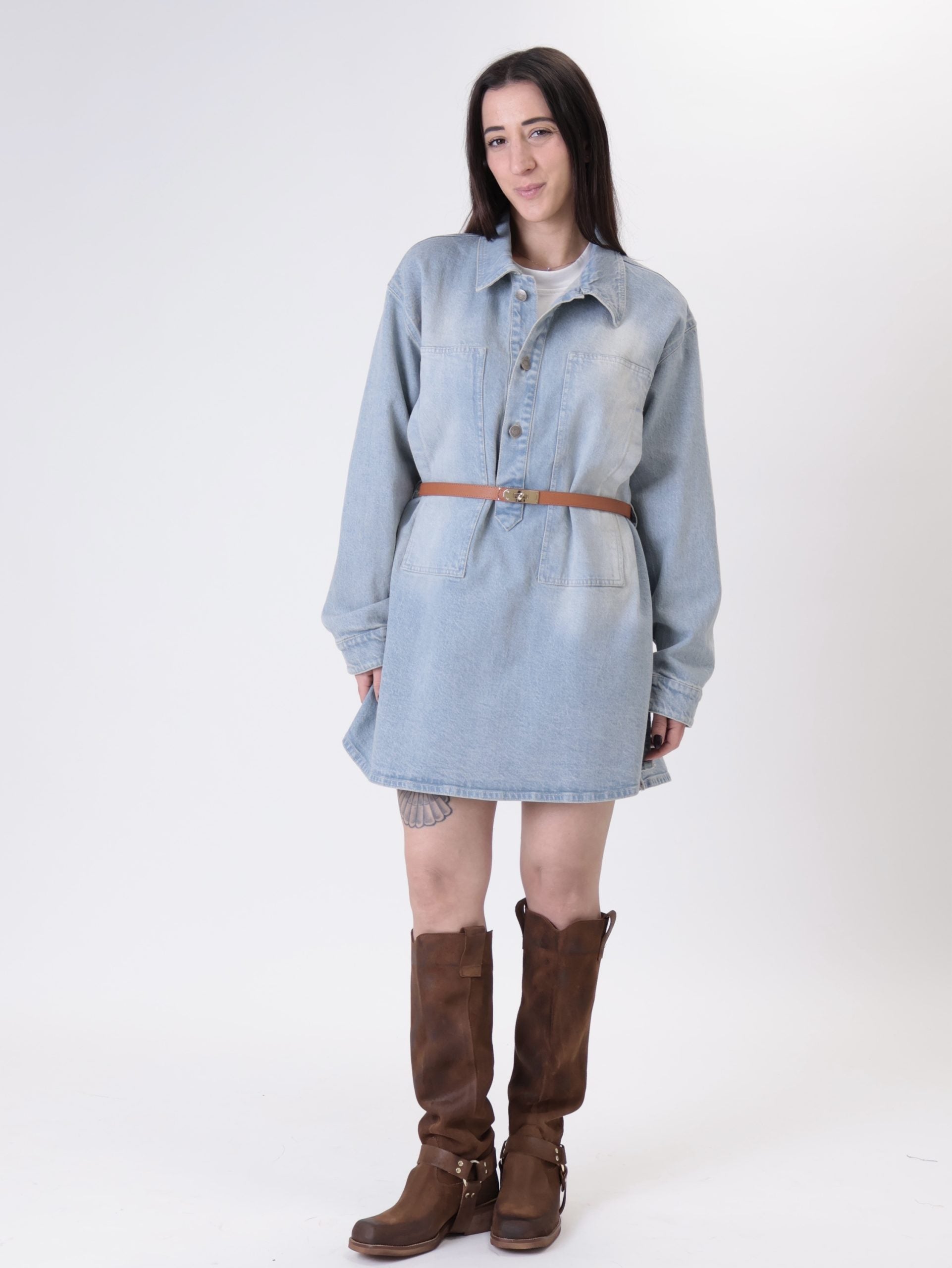 Abito denim cintura