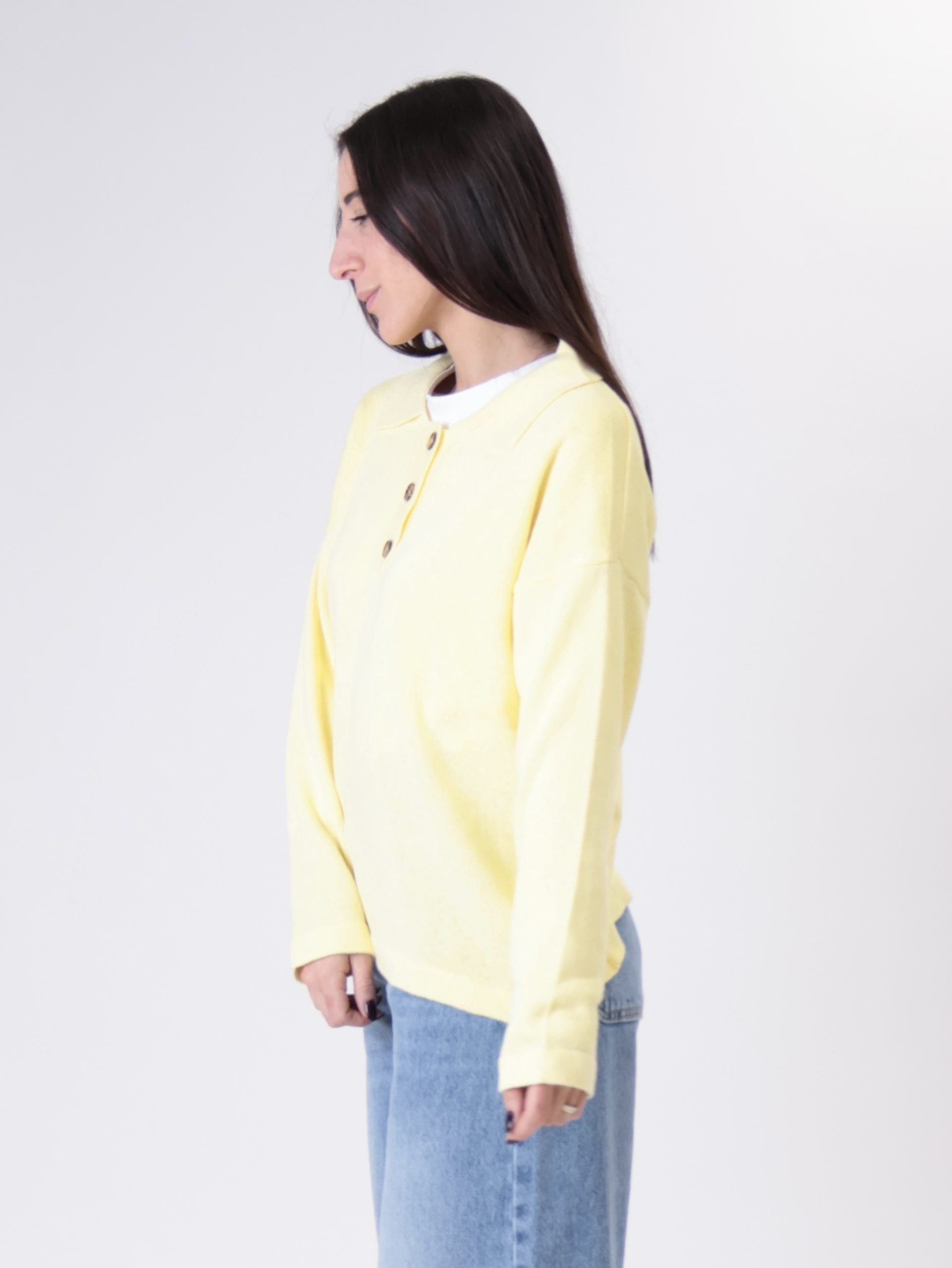 Polo scatola in maglia giallo