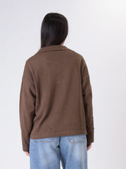 Polo scatola in maglia camoscio
