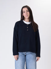 Blue knitted boxy polo shirt