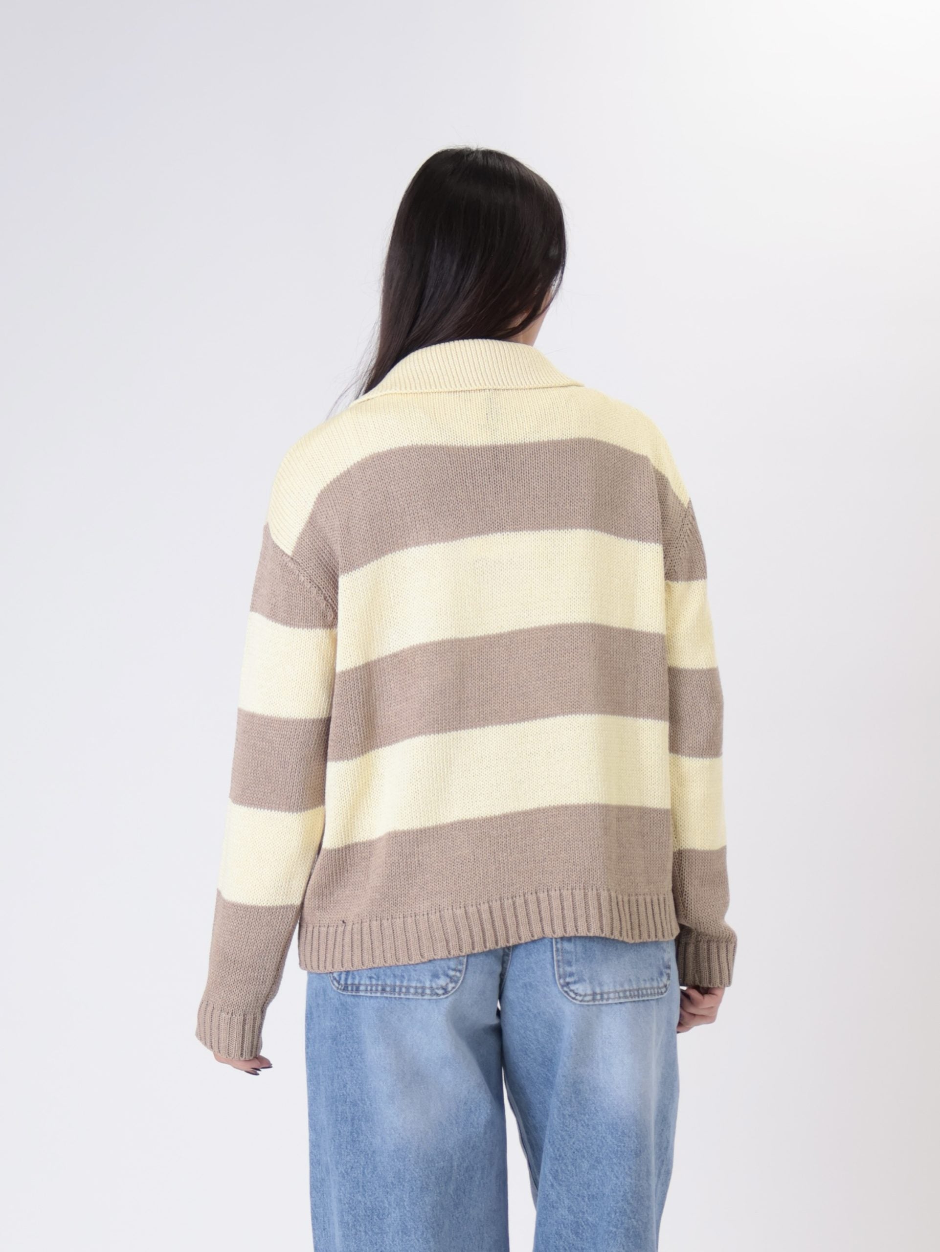 Polo in maglia riga corda/giallo
