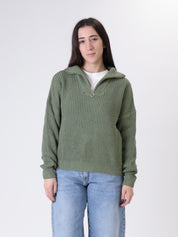 Sage half-zip knit jumper