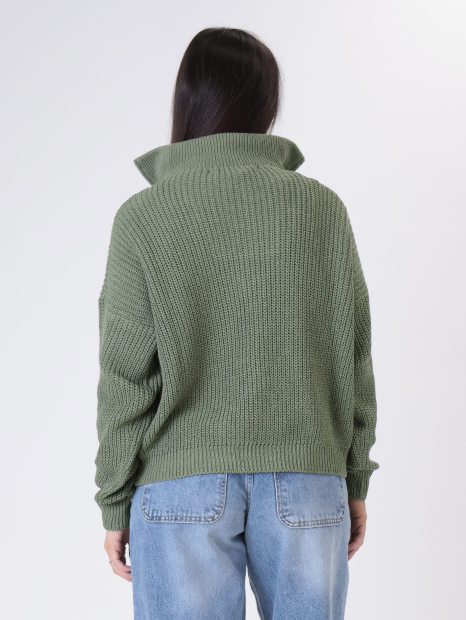 Sage half-zip knit jumper