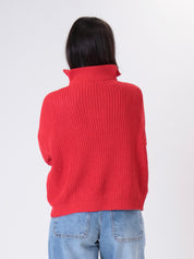 Pullover mezza zip in maglia rosso