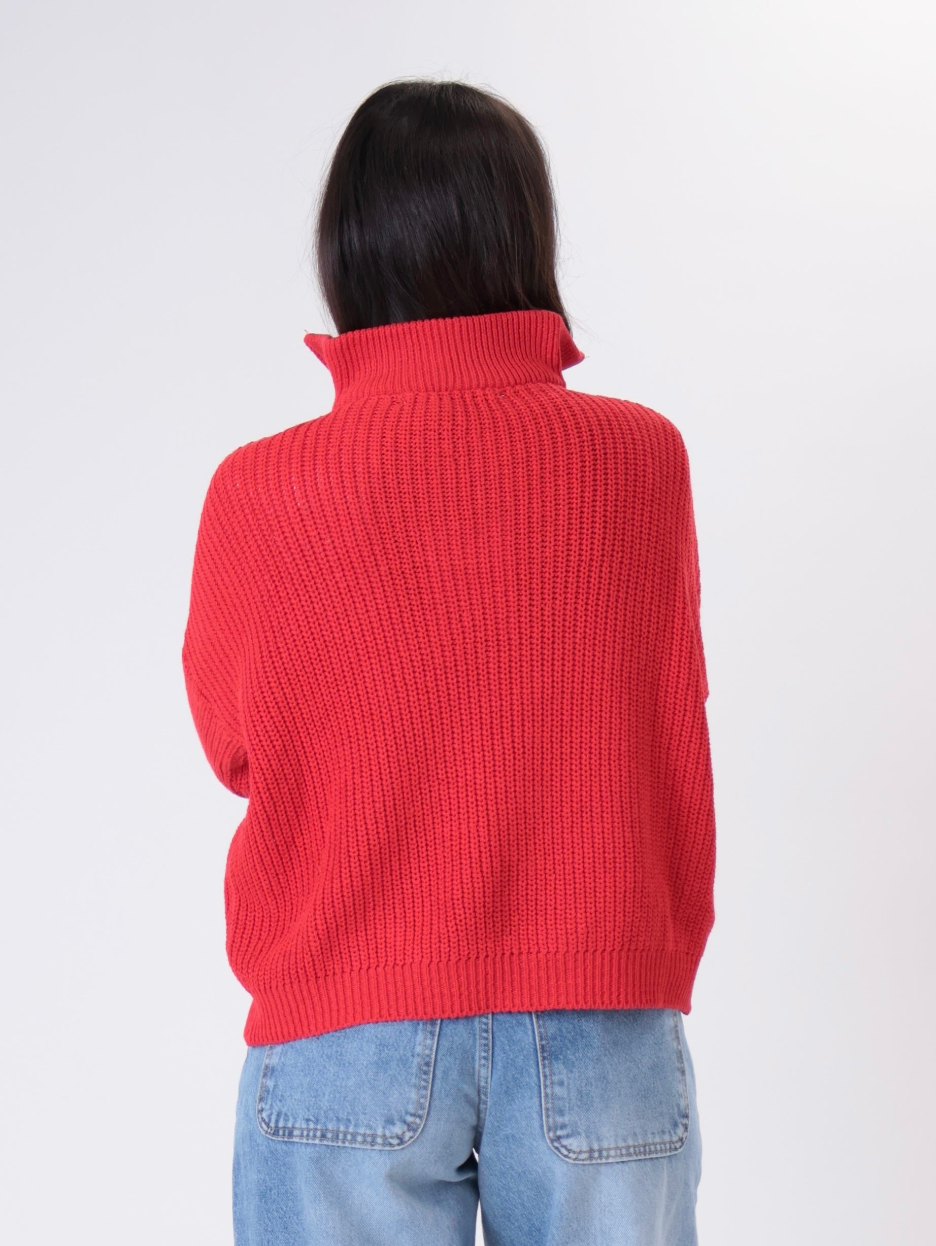 Pullover mezza zip in maglia rosso
