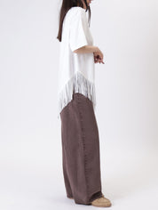 T-shirt frange latte