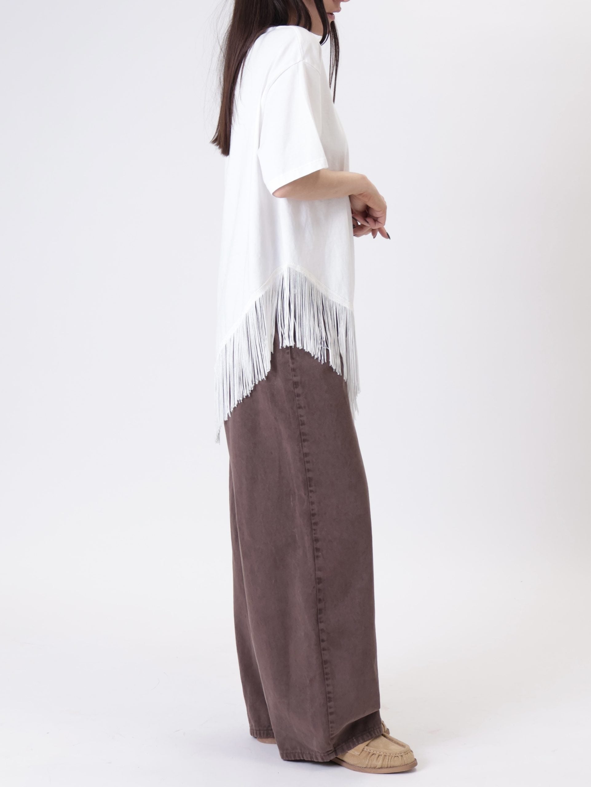 T-shirt frange latte