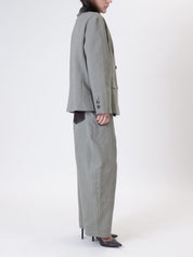Pantalone tasche ecopelle salvia